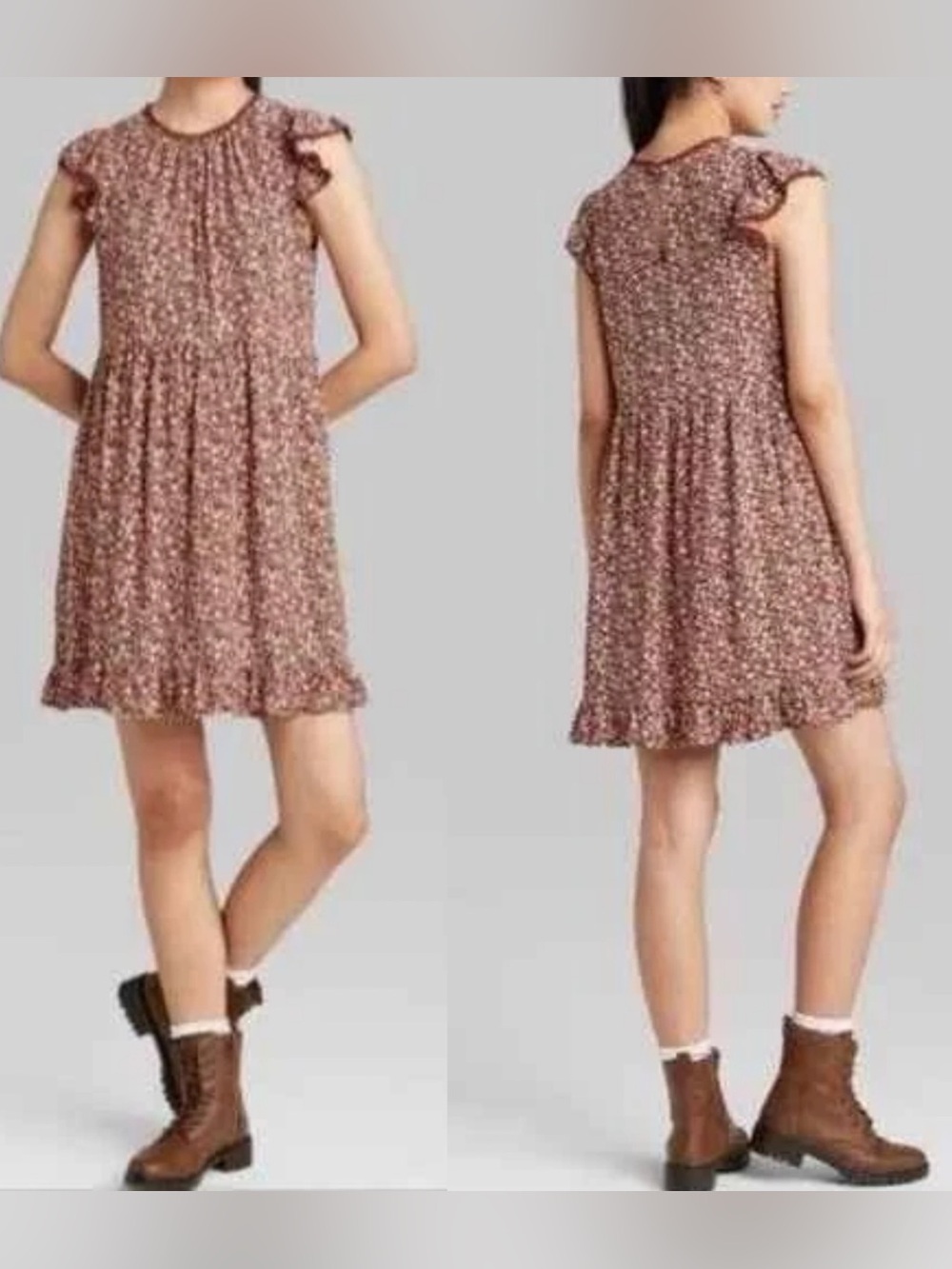 ⚜️ Wild Fable Brown and white Floral Dress